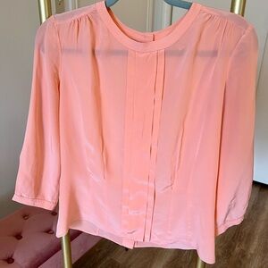 J. Crew Peach Pink Pleated Silk Blouse